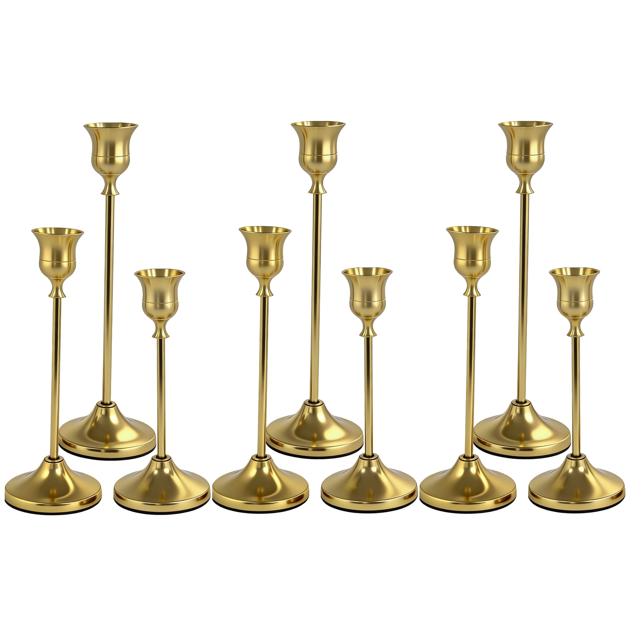 HIDAWN Gold Candlestick Holders Set of 9, Metal Taper Candle Holders ...