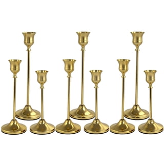 HIDAWN Gold Candlestick Holders Set of 9, Metal Taper Candle Holders, Home Decor Holder Set for Table, Mantel, Room Decorations Housewarming Gift Gold