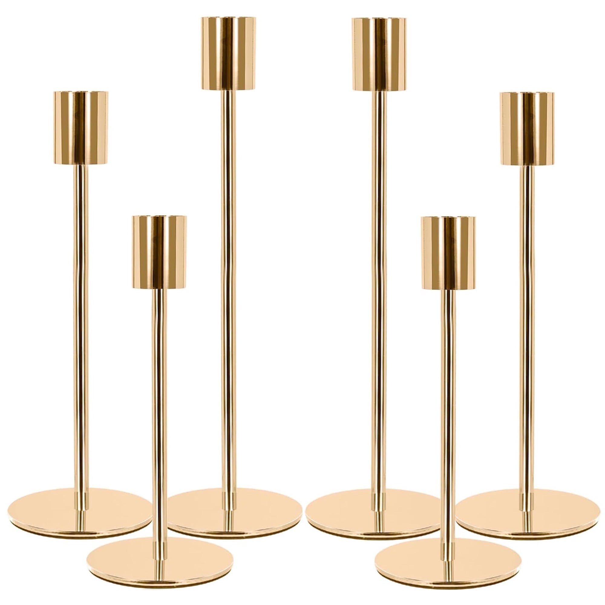 Gold Taper Candle Holders, 6 Pack