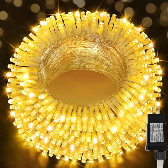 HIDAWN Christmas String Lights Indoor Outdoor, 200 LED 75.5FT Connectable Waterproof, 8 Modes with Memory Function,Twinkle Fairy Lights Plug in Clear Wire, Warm White