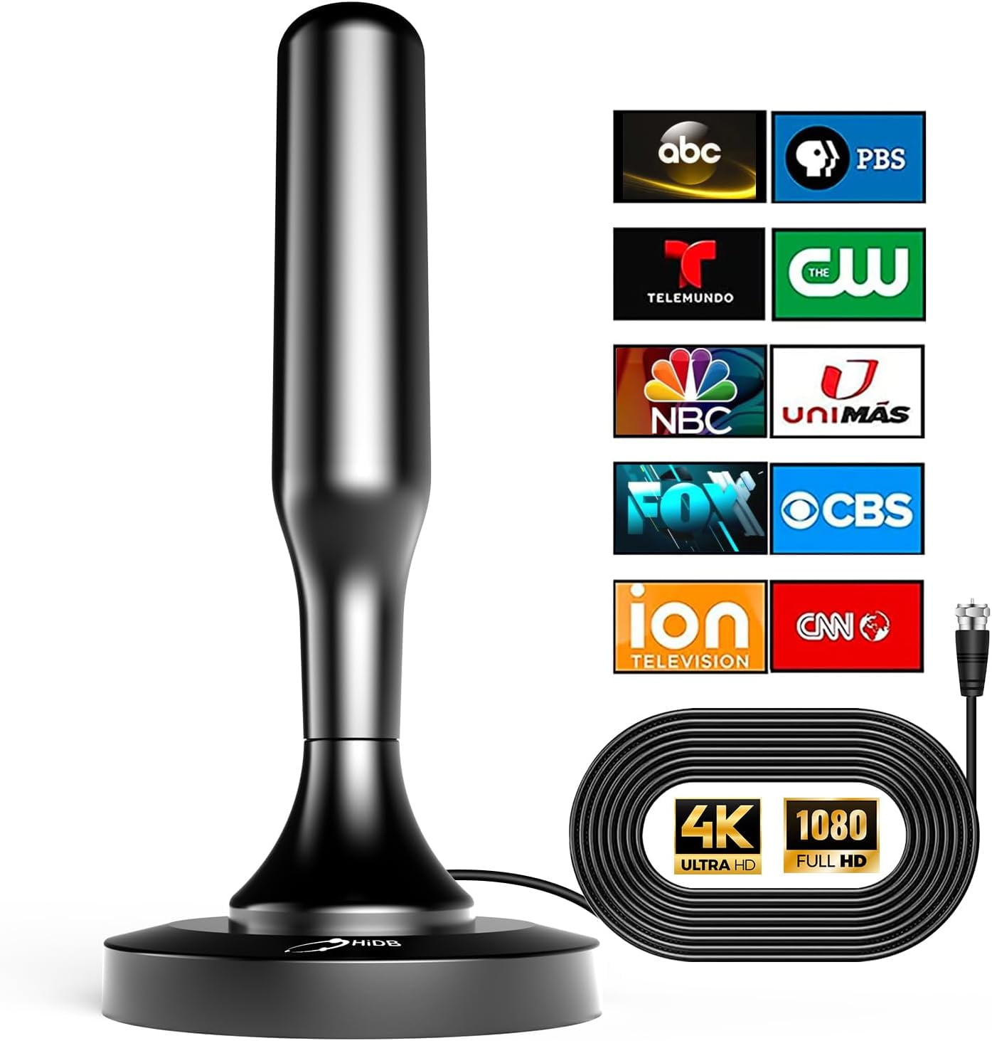 HIDB TV Antenna for Smart TV, Strong Base Indoor TV Antenna for Easy Installation, Long