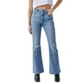 thumbnail image 1 of HIDDEN Women's Happi High Rise Distressed Light Wash Denim Flare Jeans-Blue / 28, 1 of 7