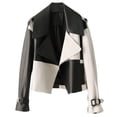 thumbnail image 1 of HIDE CRAFTS Black and Beige Korean Fashion Women's Genuine Cowhide Ladies Leather Jacket (US, Alpha, Medium, Regular, Regular, Beige and Black), 1 of 6