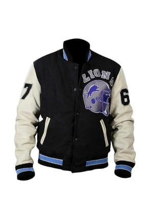 HIDE CRAFTS Classic Leather New Hills Cop Axel Foley Varsity Jacket |Letterman Bomber Venom Detroit Beverly Lions Jacket (US, Alpha, Large, Regular, Regular, Black and White)