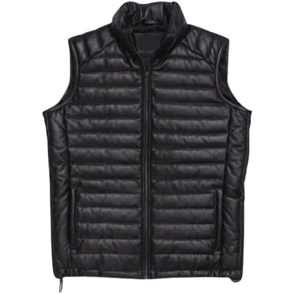HIDE CRAFTS Lightweight Quilted Puffer Vest, Full Zip, High Collar, Black