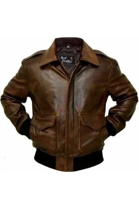 Men A-2 Aviator Flight Bomber Distressed Chocolate Brown Real Leather Jacket