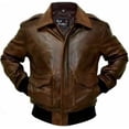 thumbnail image 1 of HIDE CRAFTS Men A-2 Aviator Flight Bomber Distressed Chocolate Brown Real Leather Jacket (US, Alpha, Medium, Regular, Regular, Brown), 1 of 5
