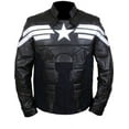 thumbnail image 1 of HIDE CRAFTS Men's Black Synthetic Leather Jacket with Star Superhero Captain Style (US, Alpha, XX-Large, Regular, Regular, Black), 1 of 5