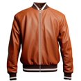 thumbnail image 1 of HIDE CRAFTS Men’s Brown Genuine Sheepskin Leather Jacket Baseball Collar Rib Knit Winter Varsity Style (US, Alpha, Small, Regular, Regular, Brown), 1 of 3