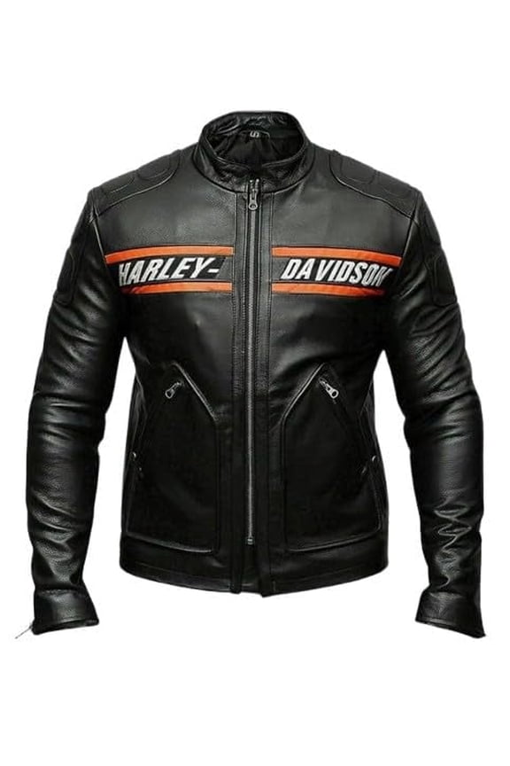 Men’s Vintage Goldberg Motorcycle Leather Jacket, H-D Scrambler Jacket for Men (US, Alpha, X-Large, Regular, Regular, Black)