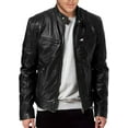thumbnail image 1 of HIDE CRAFTS The Leather Factory Men's SWORD Genuine Lambskin Leather Biker Jacket (US, Alpha, X-Small, Regular, Regular, Black), 1 of 1