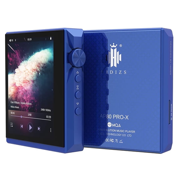 HIDIZS AP80 Pro-X MP3 Player with Bluetooth, Digital Audio Player, Dual ESS9219C Dac Chips, 0.0015% THD+N, DSD256 Native Decoding, MQA LDAC, FLAC, Blue