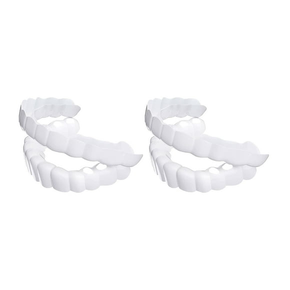 HIEET 2PCS Clip in Veneers Teeth, False Teeth - Clip in Veneers Teeth, Fake Braces Clip on Veneers Top and Bottom, Temporary Adjustable Snap-On Dentures Clip, Veneers Teeth