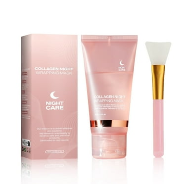 HIEET 2PCS Collagen Night Wrapping Mask with Jelly Brush - Overnight Peel Off Facial Mask for Firm, Hydrated Skin