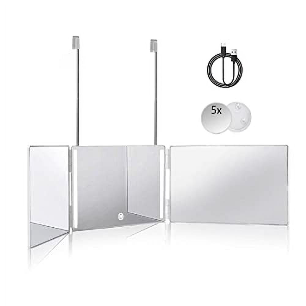 White Rectangular 360 Trifold LED Magnifying Mirror