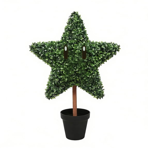 HIELLFQ Artificial Star-Shaped Topiary Tree UV-Resistant Faux Boxwood Topiary Plant for Porch Decor