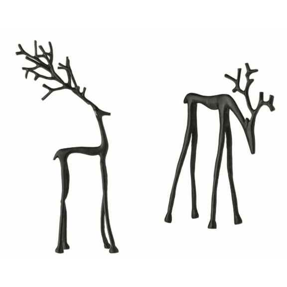HIELLFQ Black Modern Simple Reindeer Christmas Decorations Elegant Reindeer Christmas Decor Ideal for Mantel Living Room Bedroom Office 2Pcs