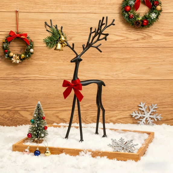 HIELLFQ Black Reindeer Christmas Decorations Elegant Reindeer Christmas Decor Ideal for Mantel Living Room Bedroom Office
