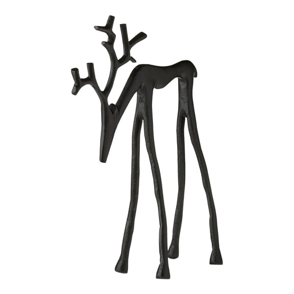HIELLFQ Christmas Decorations-Set of 2 Black Reindeer Statues Elegant Metal Reindeer Christmas Decor Ideal for Mantel Living Room Bedroom Office B