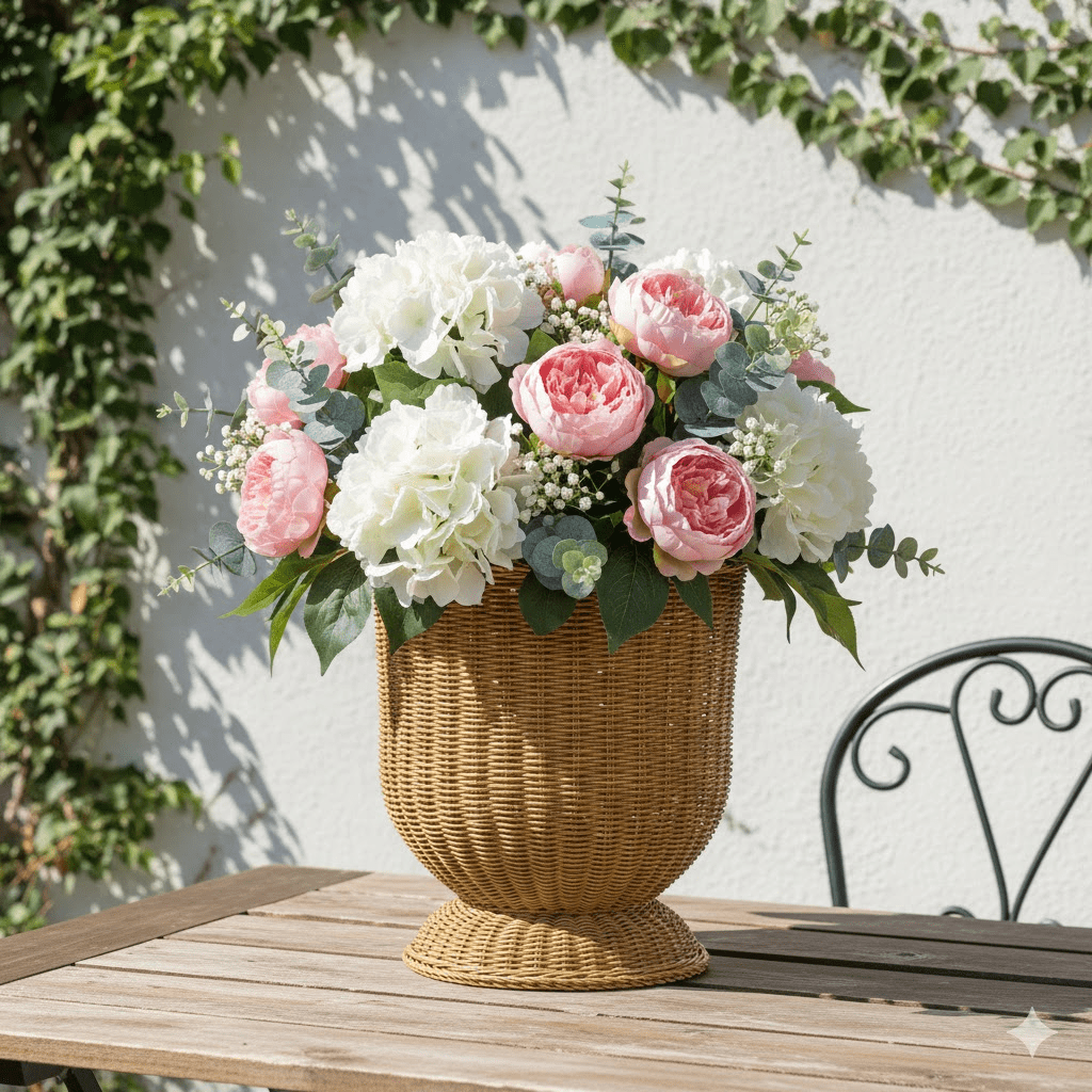 HIELLFQ Ginger Woven Rattan Planter, Flower Pots Home Decor, Natural Plant Pots for Flowers Branches Ideal Easter Decorations for Outdoor Indoor