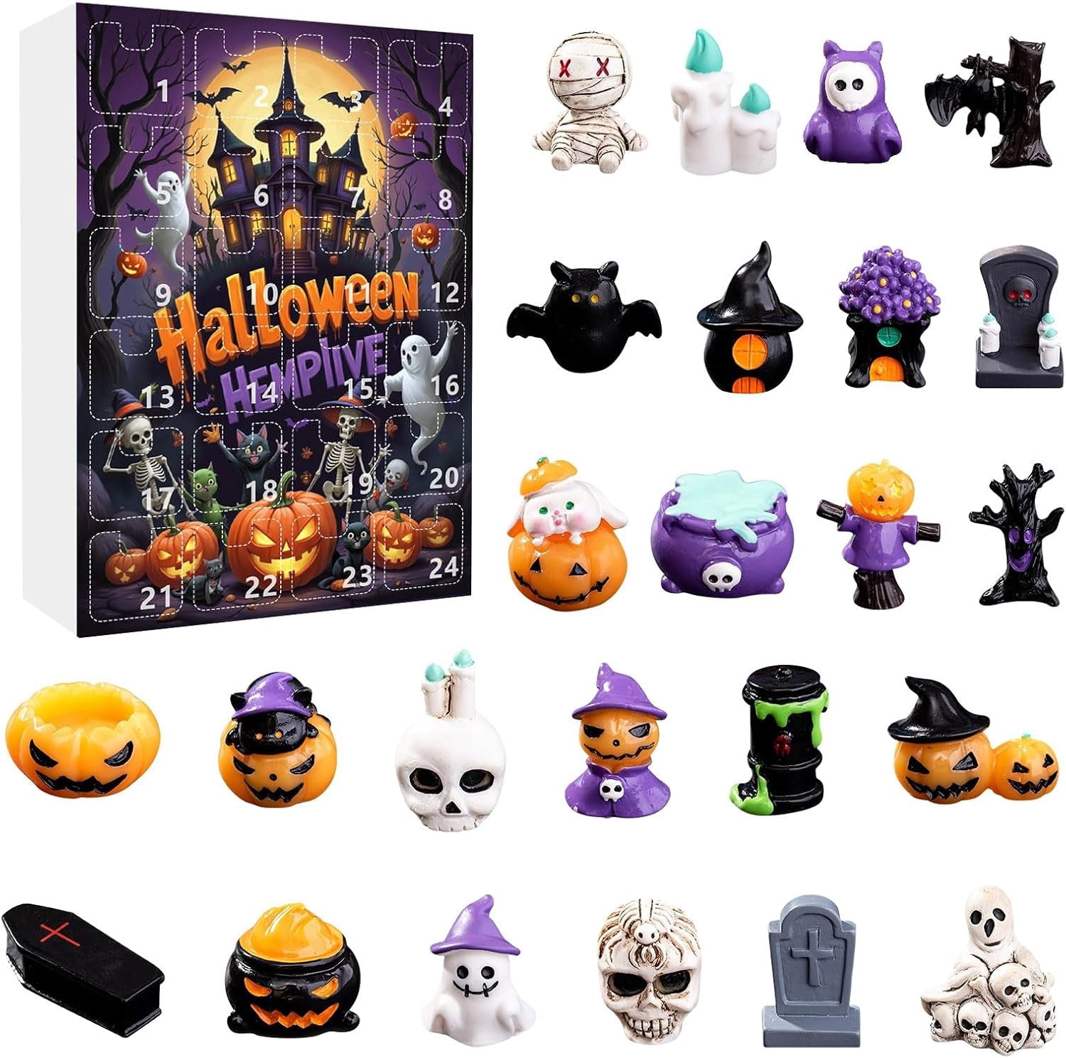 HIELLFQ Halloween Advent Calendar 2025, 24 Collectibles For Holiday ...