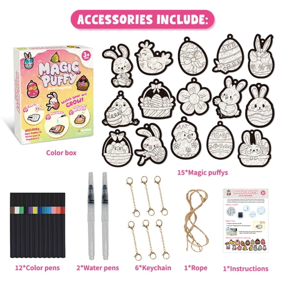 HIELLFQ Magic Foam Texture Painting Kit, Art Craft Aqua Puffs Paint Sponge Stress-relieving Toy, 15 Mess-Free Paint by Number Craft for Teens