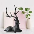 thumbnail image 1 of HIELLFQ Resin Reindeer Christmas Decor-Set of 2 Black Reindeer Statues 13.7"/9.8" Elegant Christmas Reindeer Indoor Holiday Decorations C, 1 of 8