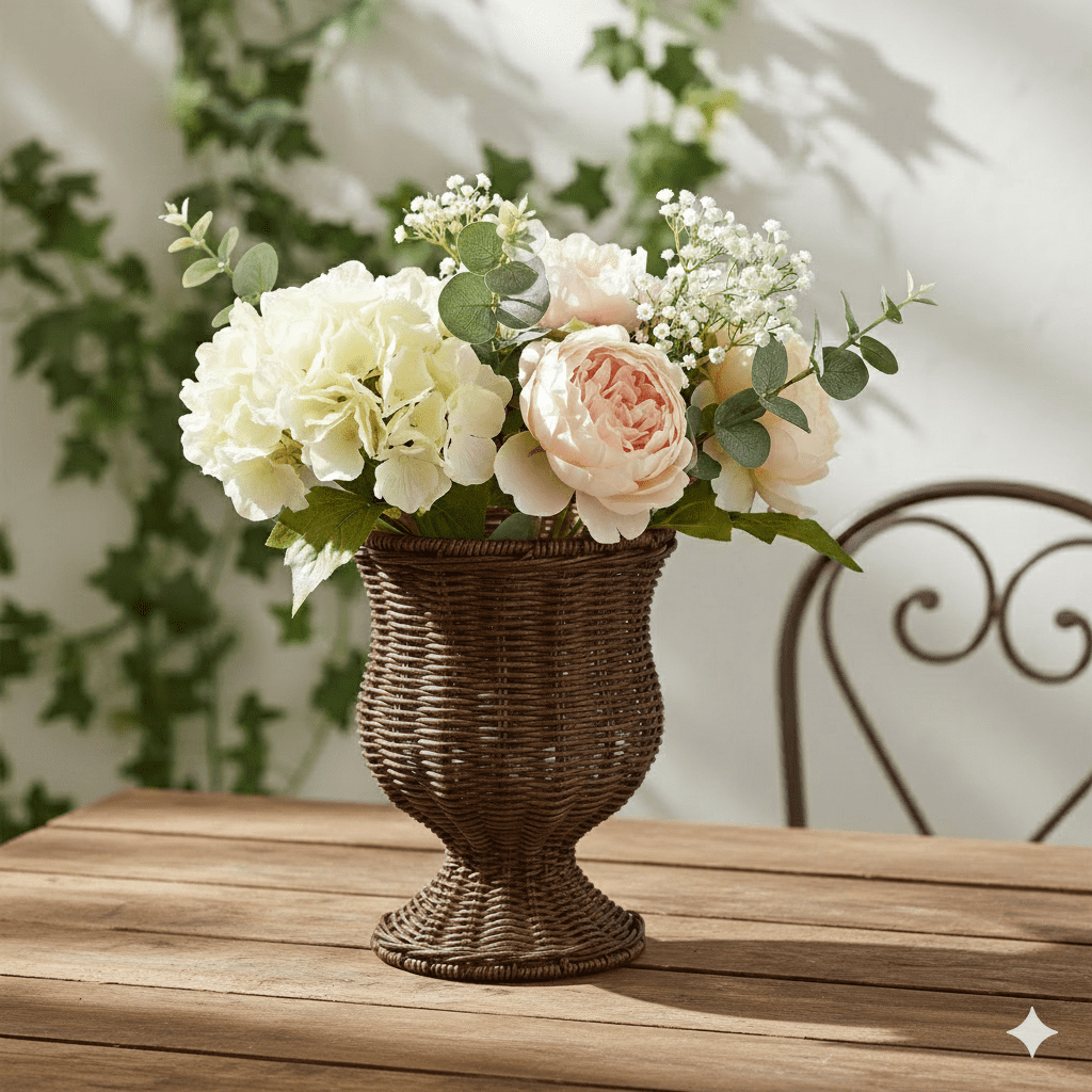 HIELLFQ Woven Rattan Planter Flower Pots Home Decor Natural Plant Pots for Flowers Branches Ideal Easter Decorations for Outdoor Indoor