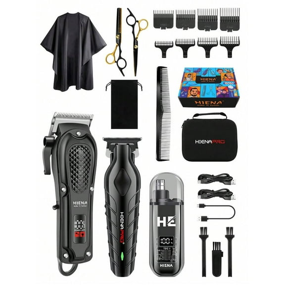 HIENA 3-Piece Haircutting Set Cordless Clipper with 2299-Style Razor Head Men's Hair Clipper and Shaver
