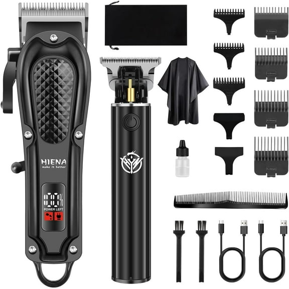HIENA PRO Hair Clippers Men Professional Beard Trimmer Men for Barber Clippers Set Hair Cutting Machine and Hair Trimmer Set for Barber Kit Aechargeable Hair Cutting Kit with LED Display