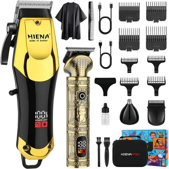 HIENA PRO Professional Hair Clippers for Men, 3 in 1 Beard Trimmer and Nose Ear Trimmer, Cordless Hair Clippers and Trimmer Set, Hair Cutting Tools, Electric Grooming Set, Gifts for Men