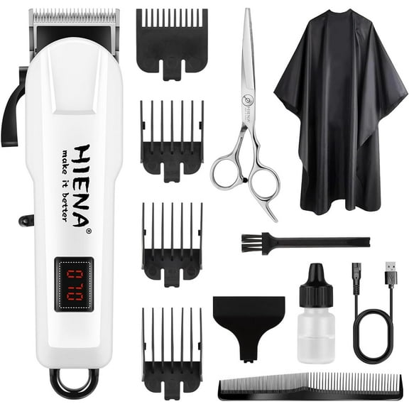 HIENA PRO Professional Hair Clippers for Men, Cordless Barber Clipper, Electric Hair Cutting Machine, USB Rechargeable Clippers for Men Haircut with LED Display