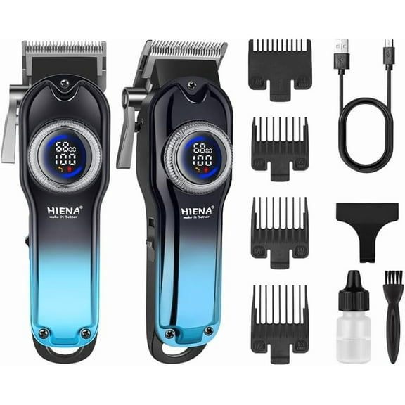 HIENA PRO Professional Hair Clippers for Men Cordless Clippers for Men Hair Cut Hair Clippers for Barber USB Rechargeable Haircut Machine with LED (Gold)