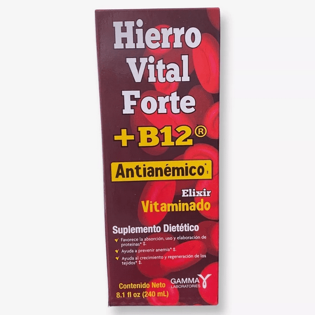 HIERRO VITAL FORTE +B12 ANTIANEMIC DIETARY SUPPLEMENT 8.1fl.oz/240ml ...