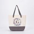 thumbnail image 1 of HIFA Initial Tote Bag for Women, Personalized Canvas Tote Bag - Two-Tone, Zipper Closure, Inner Pocket, Organic Cotton, Sturdy - Multipurpose Shoulder Bag Suitable for Shopping, Grocery, Beach, Travel, 1 of 5
