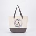 thumbnail image 1 of HIFA Initial Tote Bag for Women, Personalized Canvas Tote Bag - Two-Tone, Zipper Closure, Inner Pocket, Organic Cotton, Sturdy - Multipurpose Shoulder Bag Suitable for Shopping, Grocery, Beach, Travel, 1 of 5