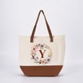 thumbnail image 1 of HIFA Initial Tote Bag for Women, Personalized Canvas Tote Bag - Two-Tone, Zipper Closure, Inner Pocket, Organic Cotton, Sturdy - Multipurpose Shoulder Bag Suitable for Shopping, Grocery, Beach, Travel, 1 of 5