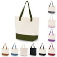 thumbnail image 1 of HIFA Tote Bag for Women, Canvas Tote Bag - Two-Tone, Top Zipper Closure, Extra Inner Pocket - Multipurpose Shoulder Bag, 1 of 8