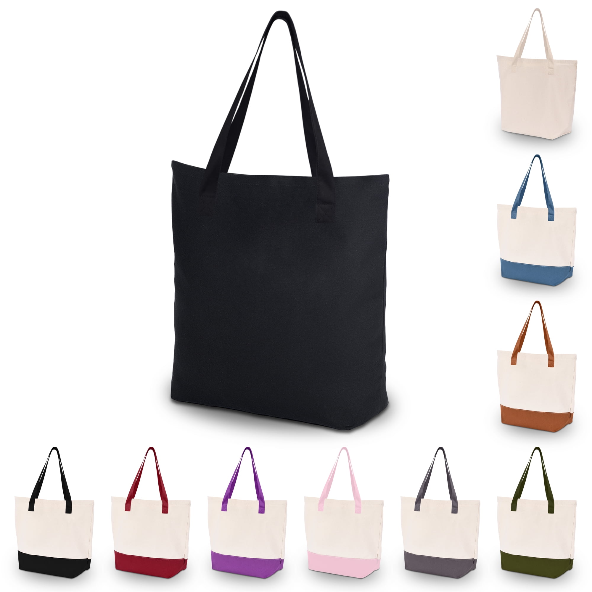 HIFA Tote Bag for Women, Canvas Tote Bag - Two-Tone, Top Zipper Closure ...