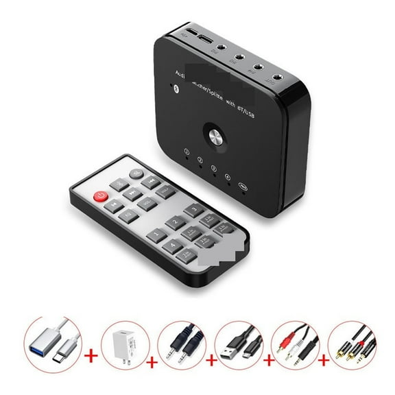 HIFI 4-port 3.5mm Stereo Switcher 3 IN 1OUT Wireless Music 5.0 Receiver Audio Adapter ,Effortless Switching
