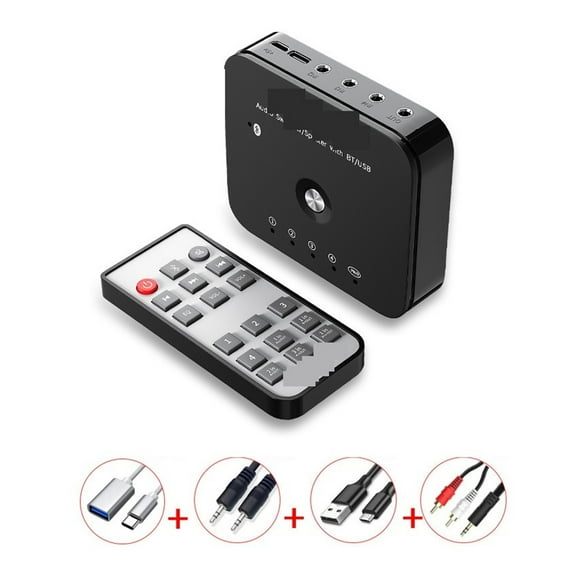 HIFI 4-port 3.5mm Stereo Switcher 3 IN 1OUT Wireless Music 5.0 Receiver Audio Adapter ,Effortless Switching
