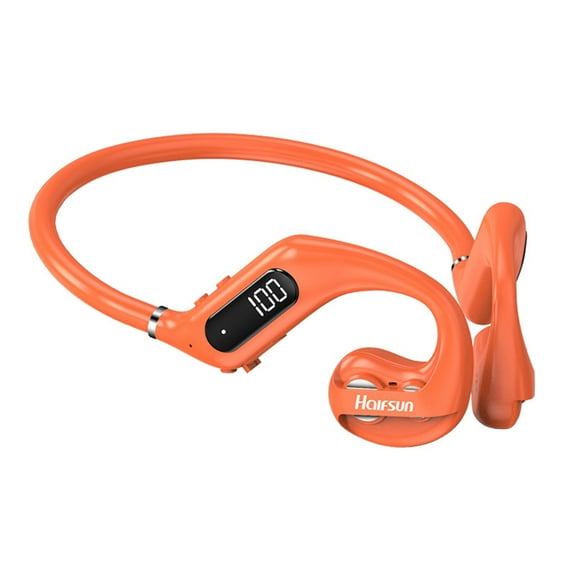 HIFI ANC Bones-Conduction Wireless Headphone Upgrade Bluetooth 5.3 Bone-Drive Headset Stereo Earphone Sport Maximum Comfort (Orange)
