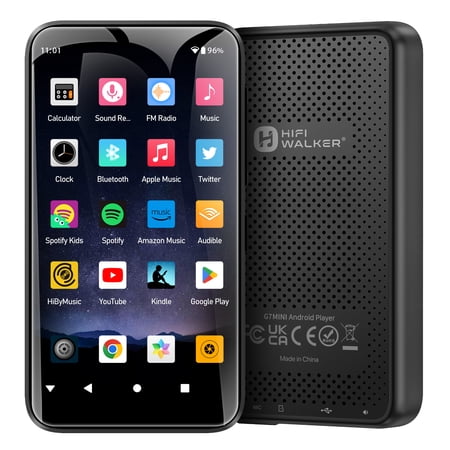 HIFI WALKER G7 Mini Android MP3 Player, 4" Touchscreen, 64GB Storage, WiFi, Lossless Audio, 22H Playtime