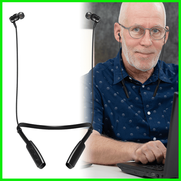 HIFISoundy In Ear Neckband Personal Sound Amplifier Product Rechargeable Indoor Listening for Seniors & Adults Working Time Last 80 Hours