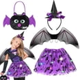 thumbnail image 1 of HIFOT Bat Costume for Kids,LED Tutu Skirt Bat Wings Light Up Bat Headband and Candy Bag Vampire Costume Girls,Bat Cosplay Dress Halloween Costume Fancy Dress, 1 of 7