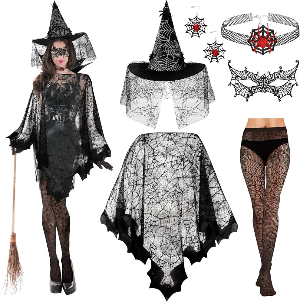 Hifot 3PCS Bat Spider Halloween Costume For Girls - Tutu Skirt, Wings & Headband Dress Up Set