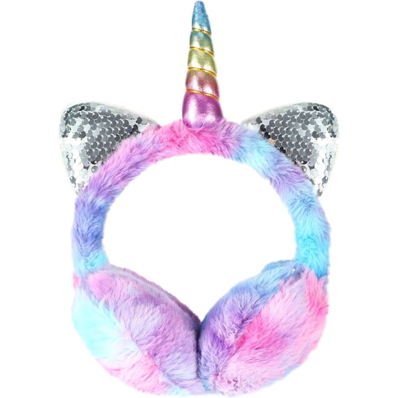 HIFOT Unicorn Winter Earmuffs for Kids Cute Warm Ear Muffs Portable Soft Plush Ear Warmers for Women Kids Girls