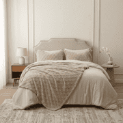 HIG 2-in-1 Queen 6-Piece Comforter Set with Detachable Fluffy Blanket, Prewashed All-Season Bedding Set, Camel
