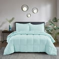 thumbnail image 1 of HIG 3 Piece Shabby Chic All Season Lightweight Down Alternative Comforter Set-Quilted Comforter with Corner Tabs -Box Stitched -250GSM Fiberfill Shabby Chic Farmhouse Style Bedding(King/Cal.King,Aqua), 1 of 7