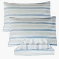 thumbnail image 1 of HIG 4 PCS Ultra Soft Pre-washed Microfiber Geometric Stripe Printed Sheet Set, King, 1 of 8